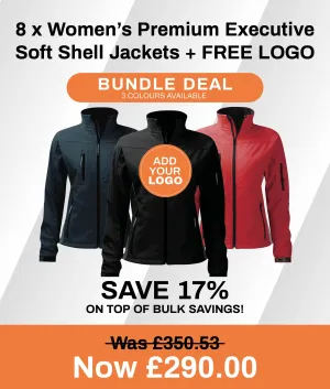 8 x Women's Premium Executive Soft Shell Jackets   FREE LOGO