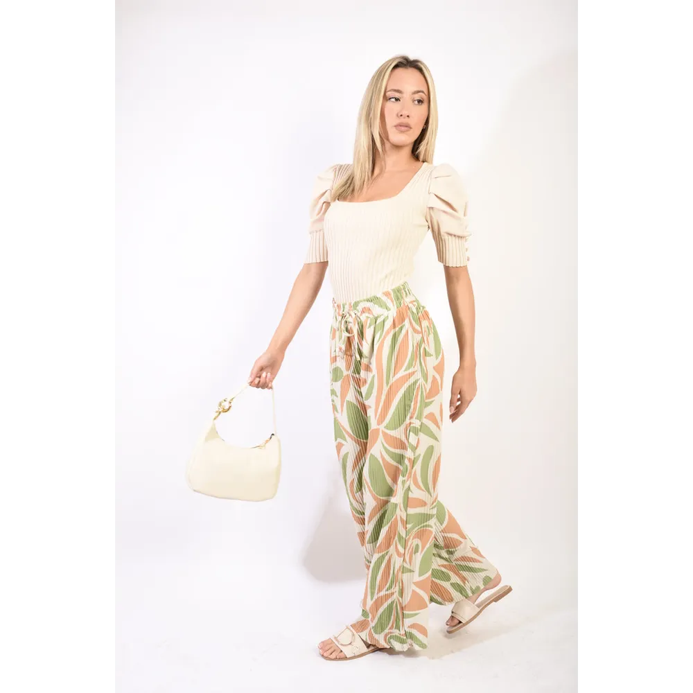 Abstract Pattern Wide Leg Trousers