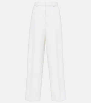 Ami Paris High Waist Wool Blend Wide Leg Pants, White
