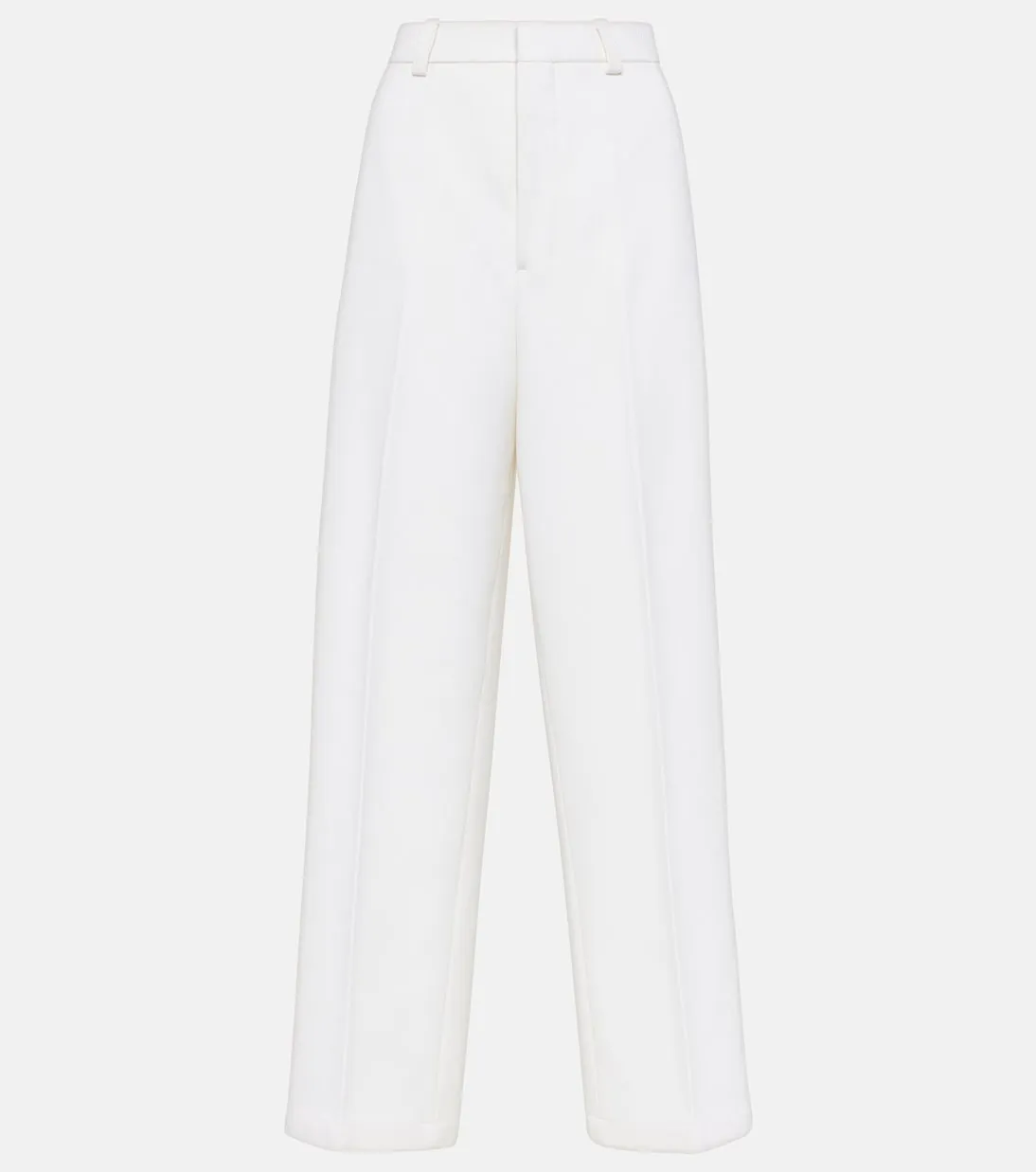 Ami Paris High Waist Wool Blend Wide Leg Pants, White