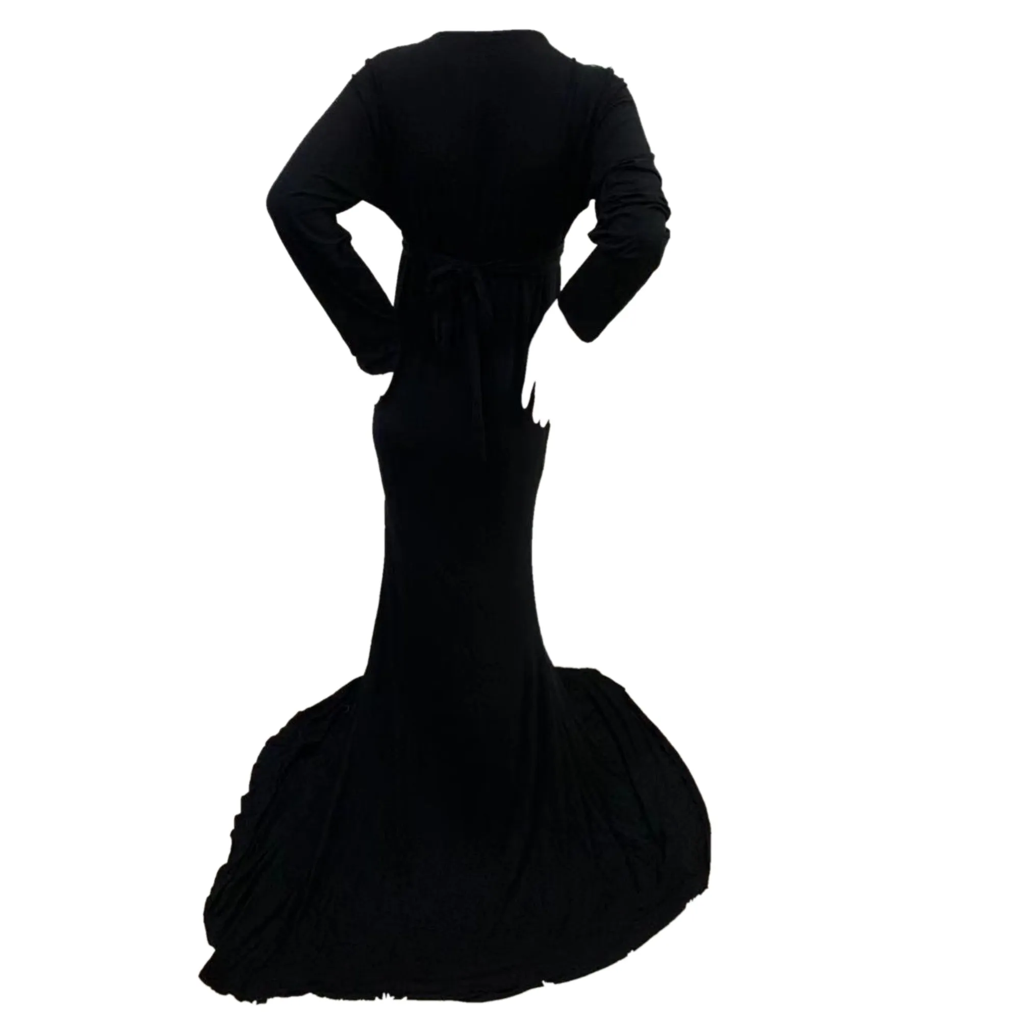 Babymoon V Neck Maternity Gown Dress - Black