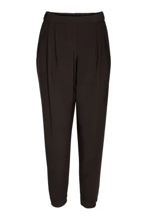 Black Elastic Waist Pleated Pant 4253