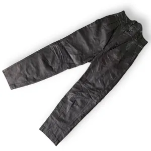 Black High Waist Detail Leather Pants