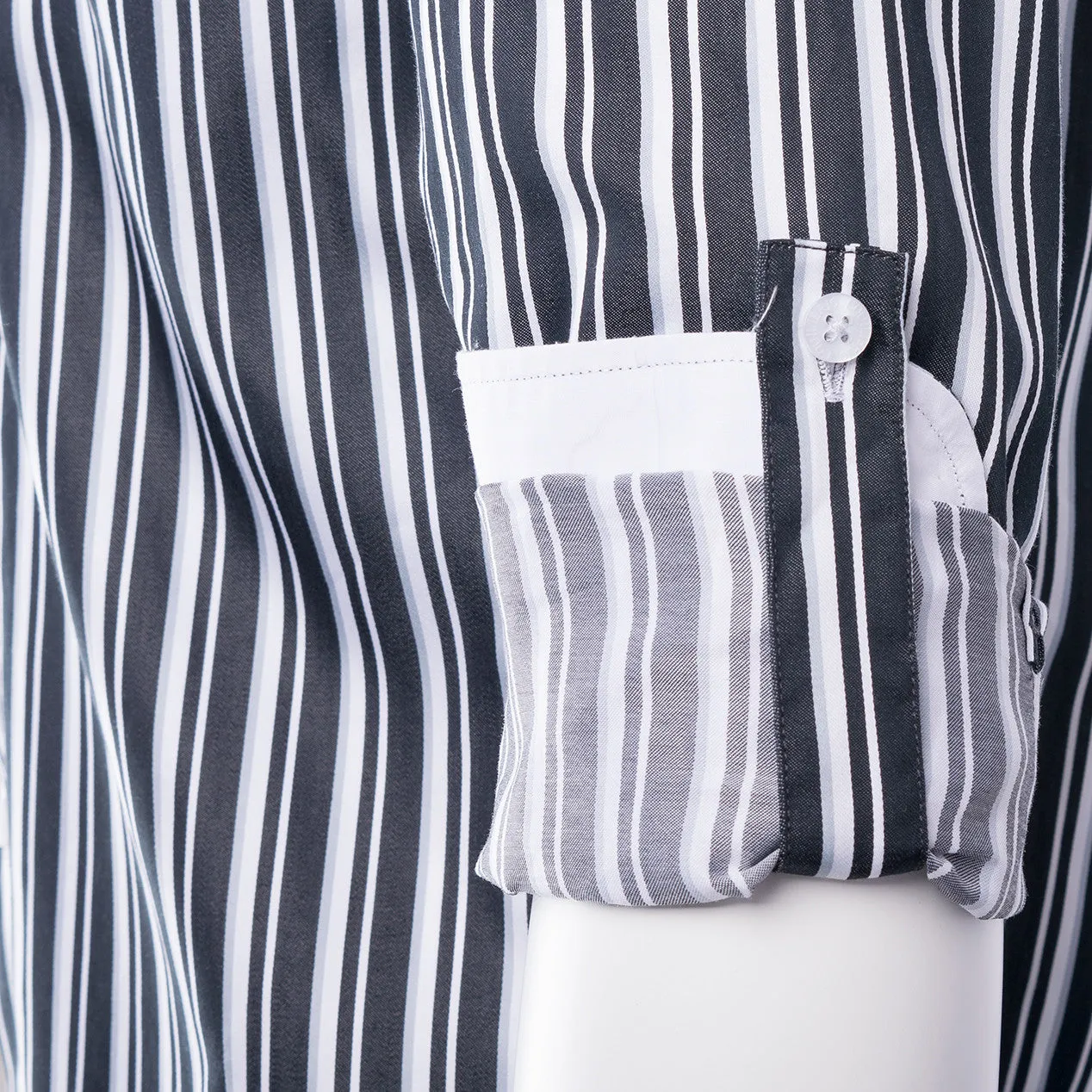 Black, White and Gray Striped Modern Fit Sport Shirt by Equilibrio Sport SP4796