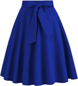 Casual Skirts for Women Solid Midi Pleated Summer Skirt Womens Retro Trendy Going Out Skirts Comfortable Fit Vintage
