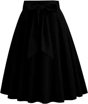 Casual Skirts for Women Solid Midi Pleated Summer Skirt Womens Retro Trendy Going Out Skirts Comfortable Fit Vintage