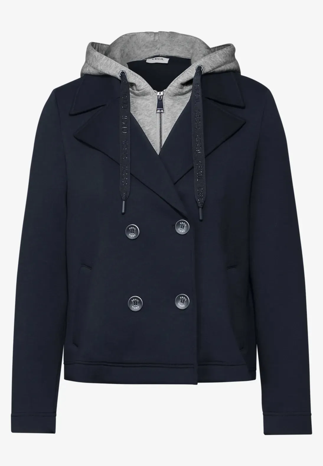 Cecil Short Scuba Trench Coat - Navy (removable inlay)