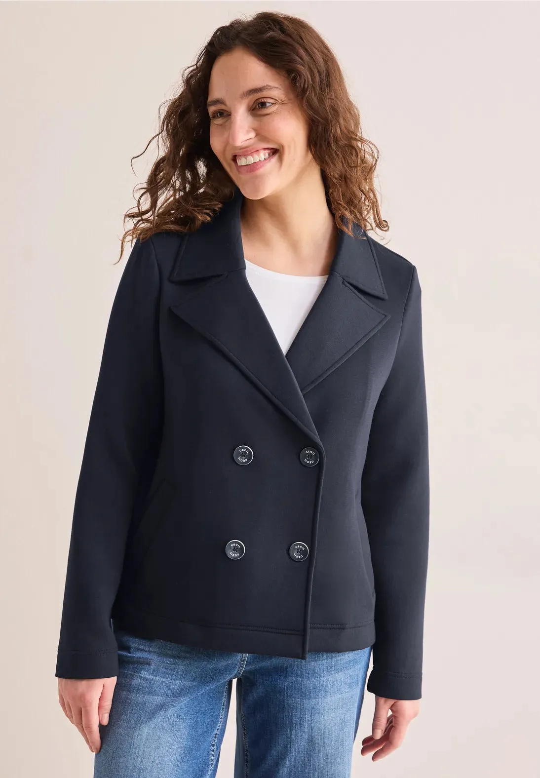 Cecil Short Scuba Trench Coat - Navy (removable inlay)