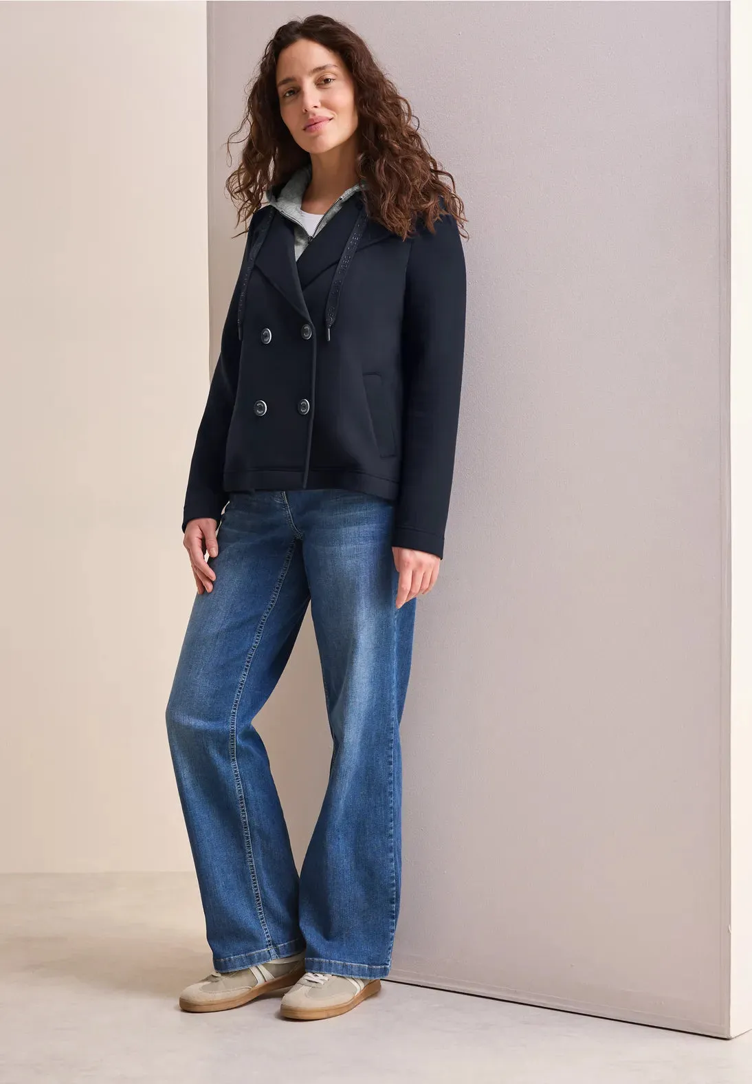 Cecil Short Scuba Trench Coat - Navy (removable inlay)