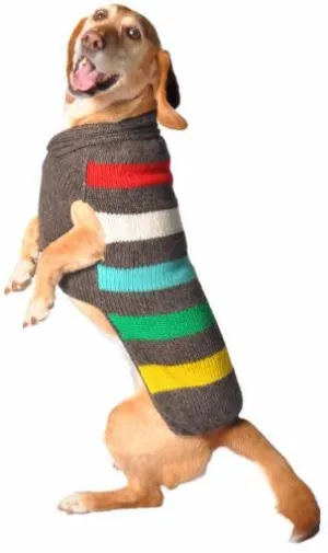 CHARCOAL STRIPE CABLE KNIT DOG SWEATER