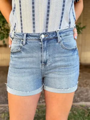 Charlotte High Rise Turn Up Cuff Shorts by Risen