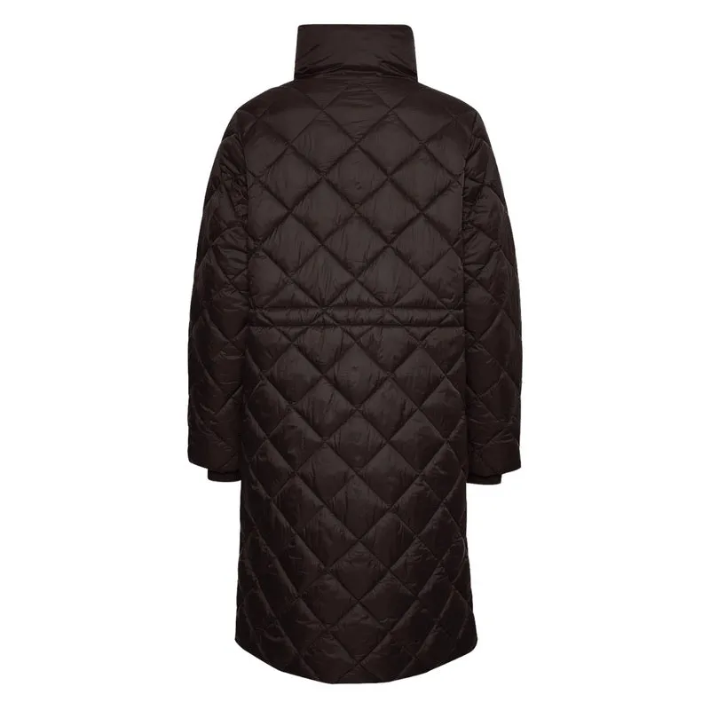 Cheas Quilted Long Jacket Chocolate Torte