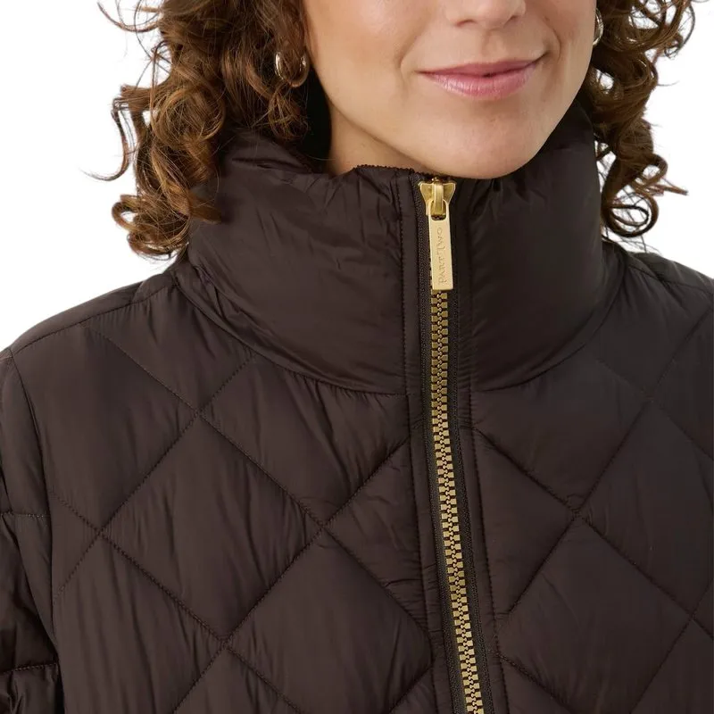 Cheas Quilted Long Jacket Chocolate Torte