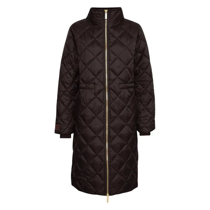 Cheas Quilted Long Jacket Chocolate Torte