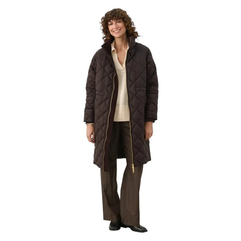 Cheas Quilted Long Jacket Chocolate Torte