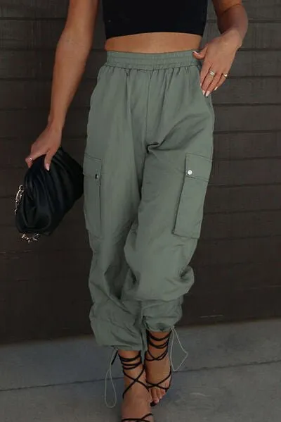 Chic Drawstring Trousers with Handy Pockets