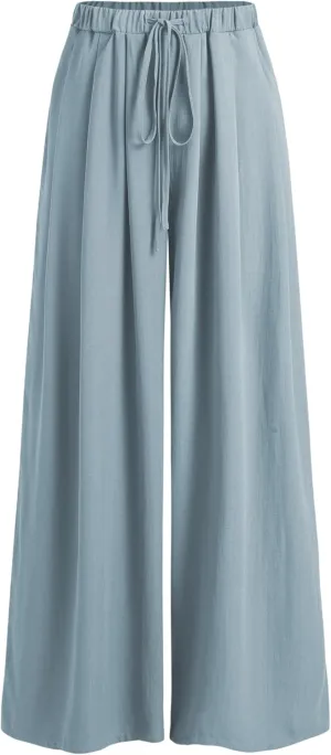 CIDER Palazzo Pants for Women Wide Leg Drawsting Elastic High Waisted Comfy Casual Flowy Pants with Pockets