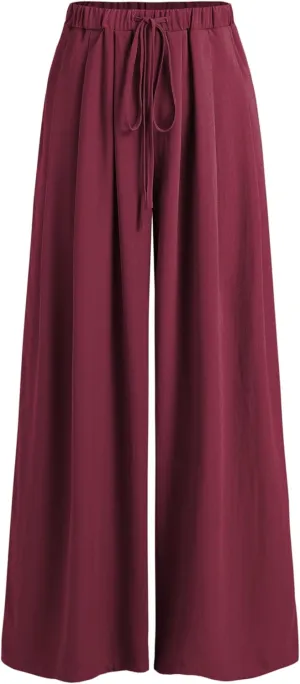 CIDER Palazzo Pants for Women Wide Leg Drawsting Elastic High Waisted Comfy Casual Flowy Pants with Pockets