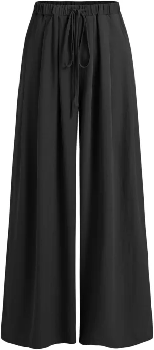 CIDER Palazzo Pants for Women Wide Leg Drawsting Elastic High Waisted Comfy Casual Flowy Pants with Pockets