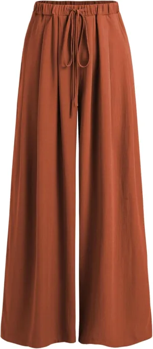 CIDER Palazzo Pants for Women Wide Leg Drawsting Elastic High Waisted Comfy Casual Flowy Pants with Pockets