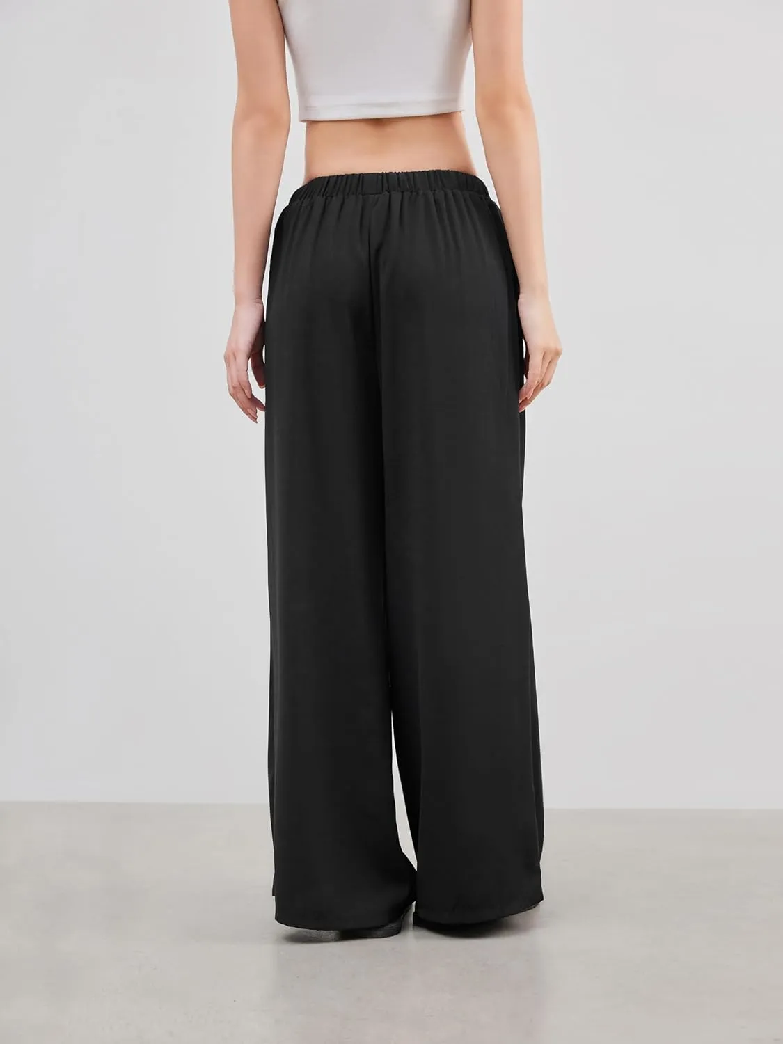 CIDER Palazzo Pants for Women Wide Leg Drawsting Elastic High Waisted Comfy Casual Flowy Pants with Pockets
