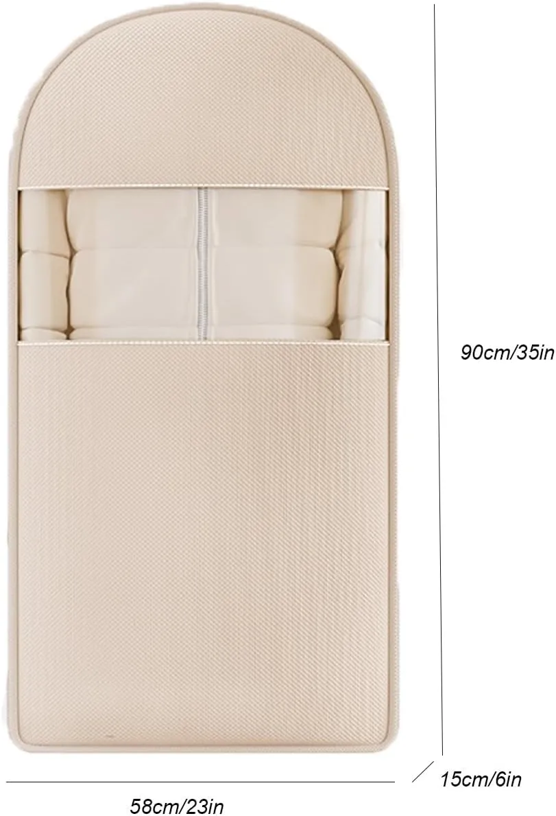 Clear Window Clothes Rack Cover, Garment Bags for Hanging Clothes, with Zipper, Winter Coat Storage for Wardrobe, Coat Hanger(Beige,58x15x90cm/23x6x35in)