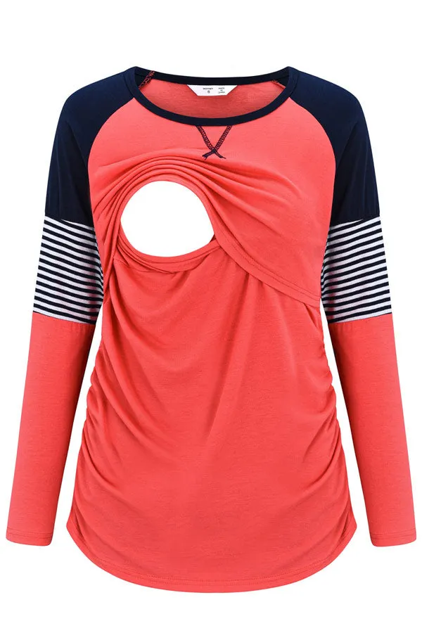Comfortable Long-Sleeved Top Breastfeeding Loose Pajamas
