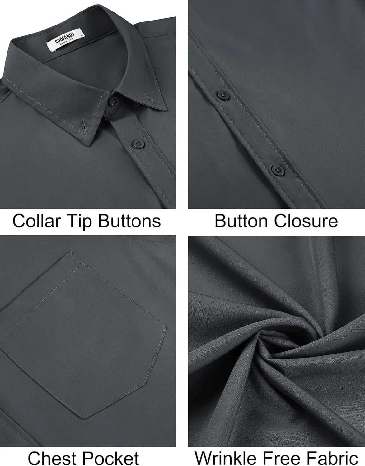 COOFANDY Men's Short Sleeve Button Down Shirts Casual Summer Untucked Wrinkle Free Dress Shirts with Pocket