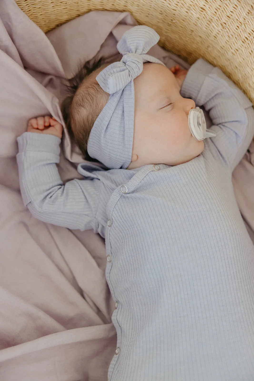 Copper Pearl - Newborn Knotted Gown - Ash Rib