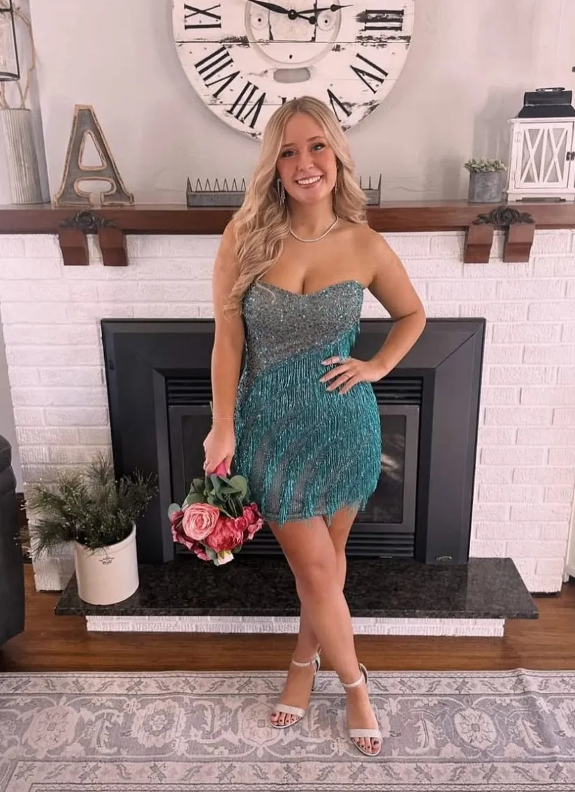 Cute Sweetheart Green Homecoming Dress Graduation Party Dress , QB0876