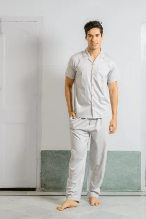 Dapper Grey  Mens Cotton Lounge Set