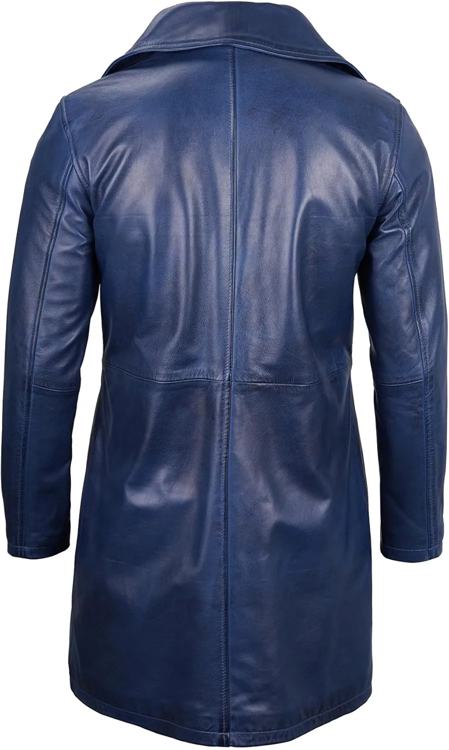 Decrum Leather Coat Men - Car Coat Style Fashion Long Leather Jacket Men