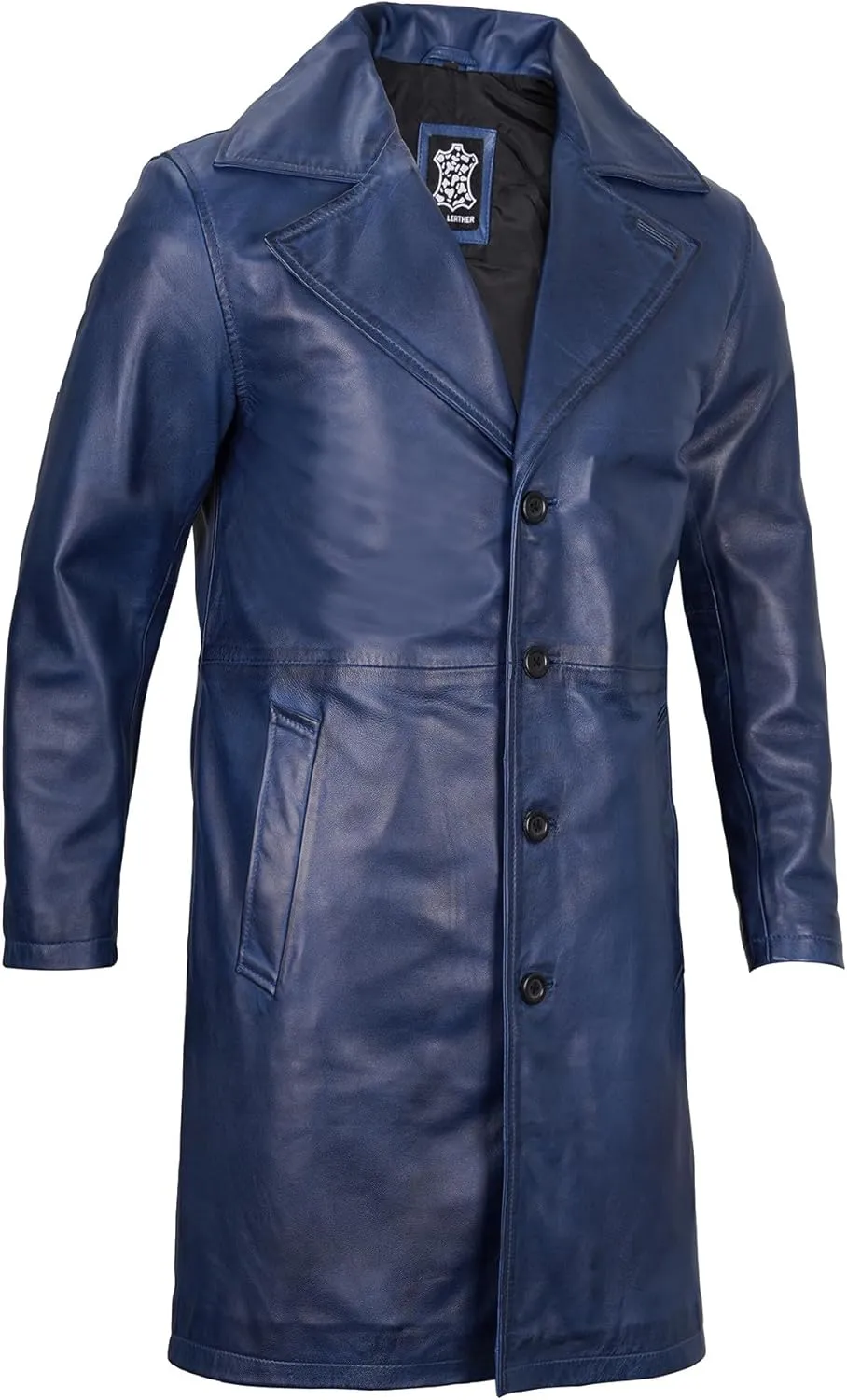 Decrum Leather Coat Men - Car Coat Style Fashion Long Leather Jacket Men