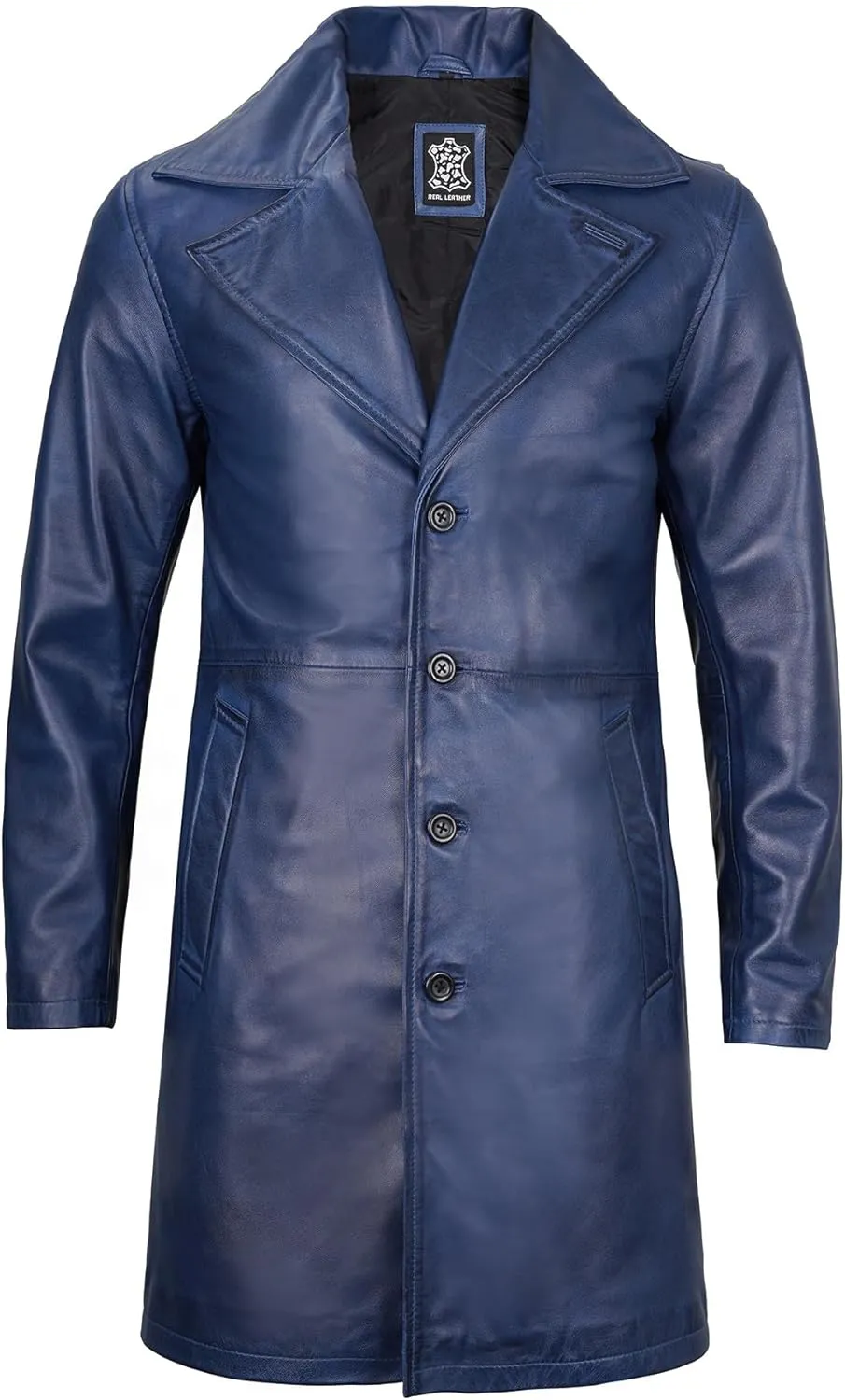 Decrum Leather Coat Men - Car Coat Style Fashion Long Leather Jacket Men