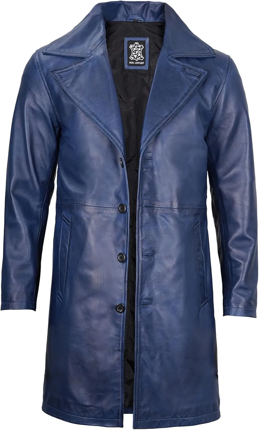 Decrum Leather Coat Men - Car Coat Style Fashion Long Leather Jacket Men