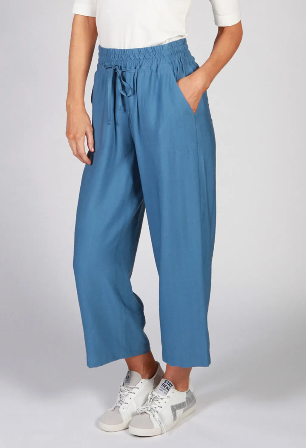 Denim Blue Drawstring Trousers