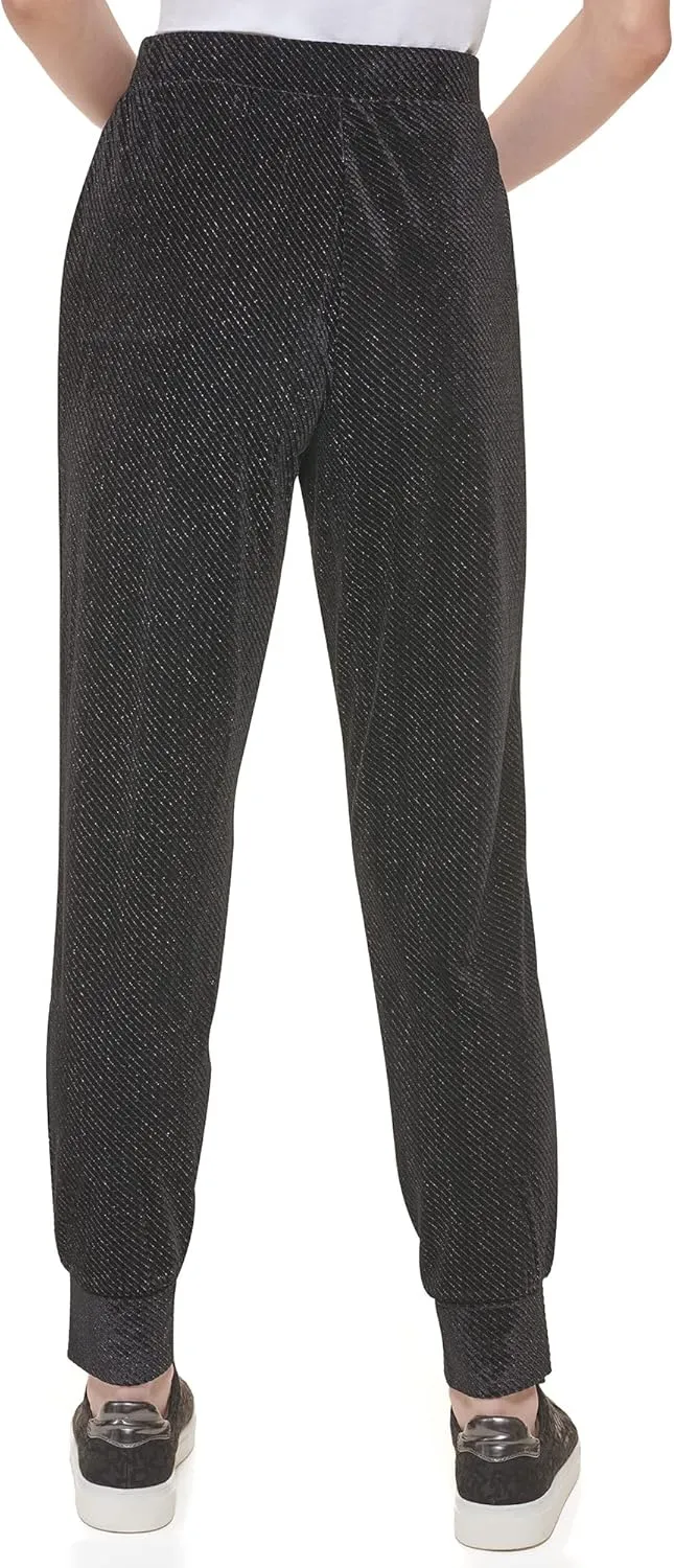 DKNY Women's Drawstring Glitter Comfortable Sportswear Jogger