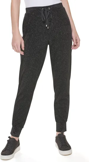 DKNY Women's Drawstring Glitter Comfortable Sportswear Jogger