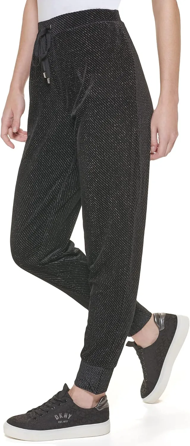 DKNY Women's Drawstring Glitter Comfortable Sportswear Jogger