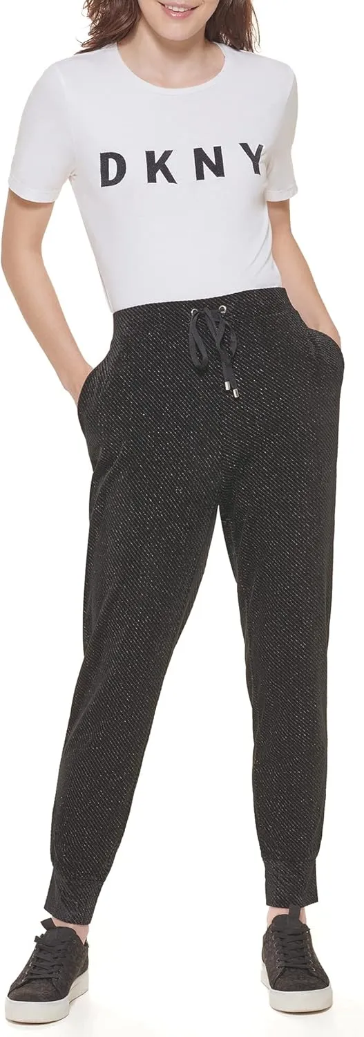 DKNY Women's Drawstring Glitter Comfortable Sportswear Jogger
