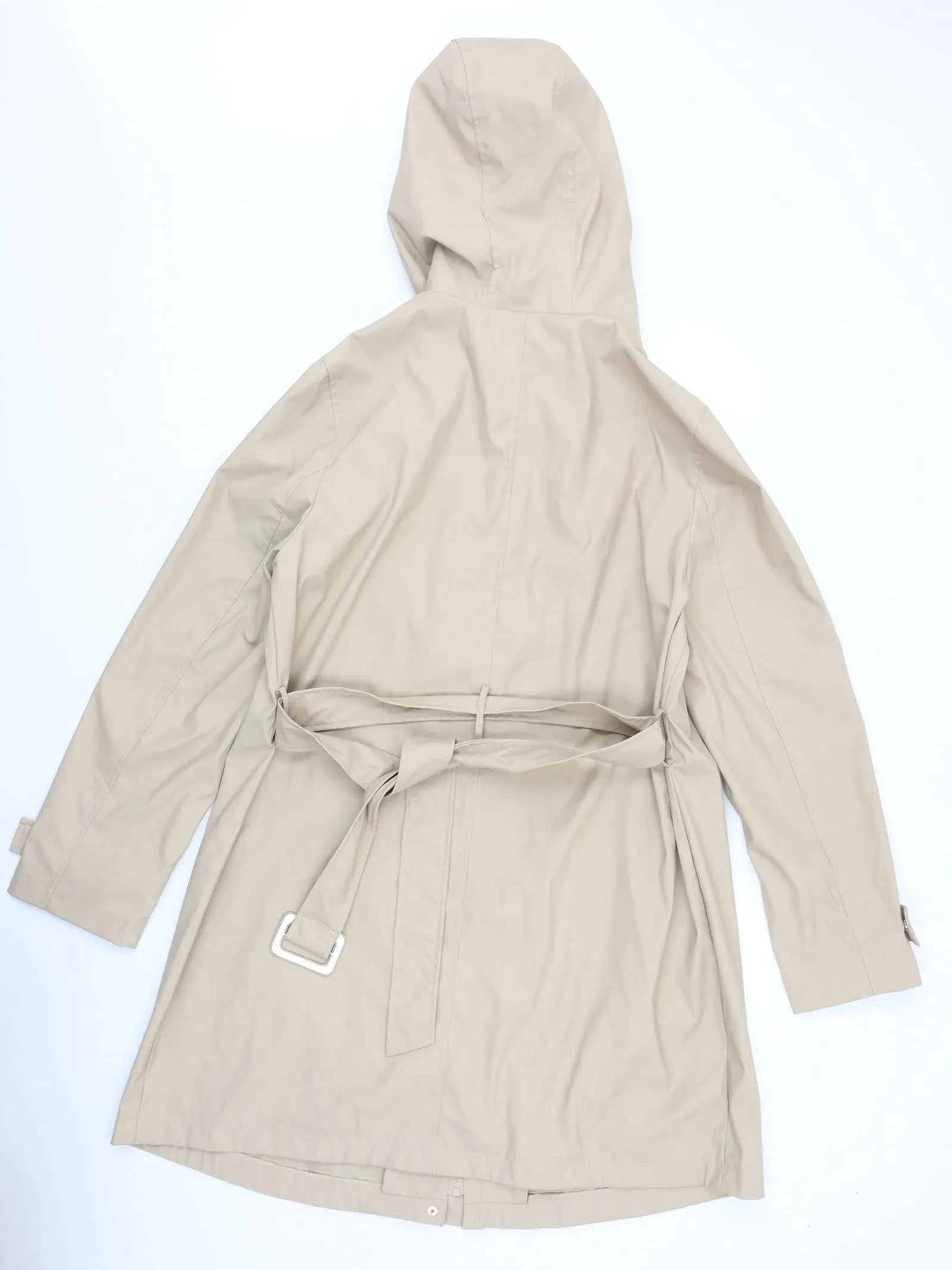 DP Maternity Beige Hooded Raincoat Mac Belted Jacket - Size Maternity UK 16