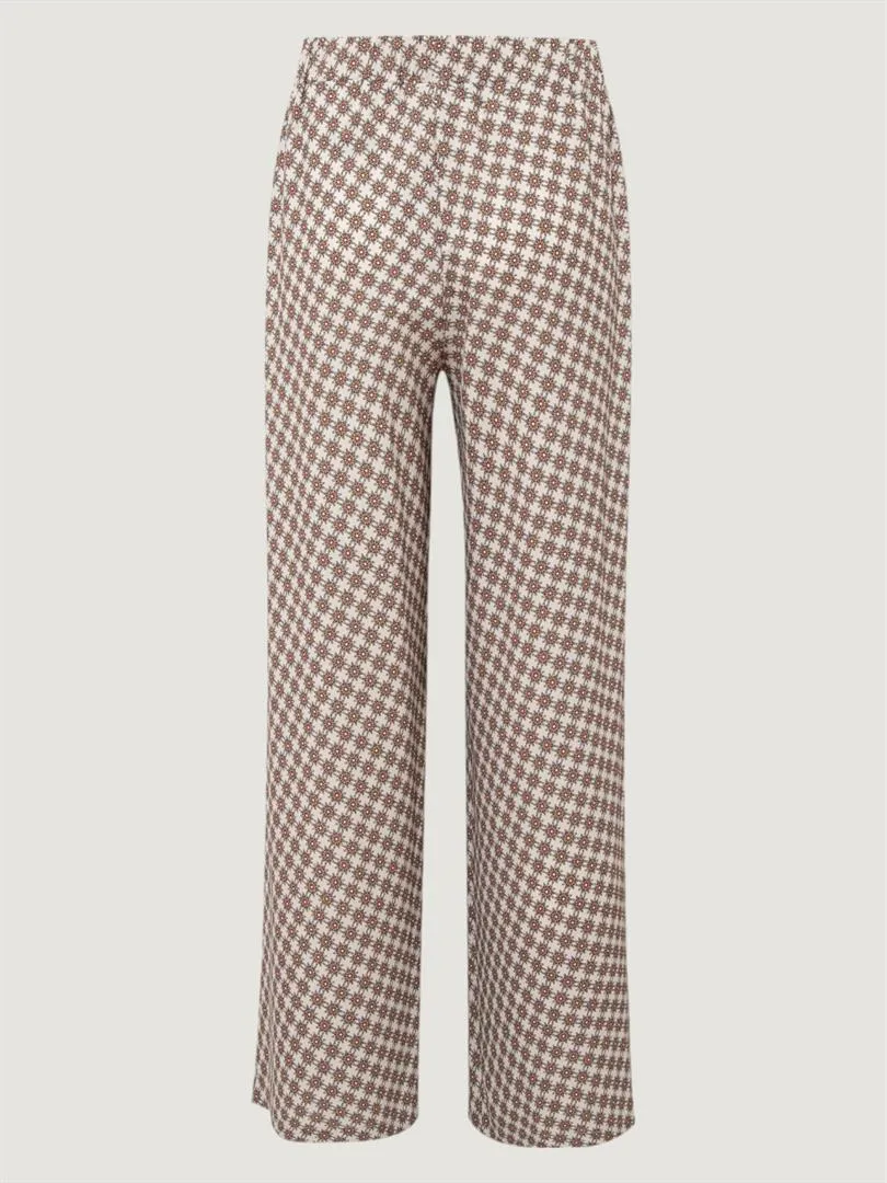 Elastic Waist Front Pleated Draped Trousers - Patterned