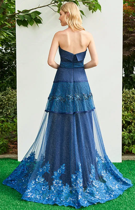 Elegant Beading Strapless Sweep Evening Dress