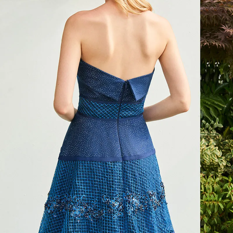 Elegant Beading Strapless Sweep Evening Dress