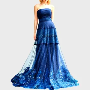 Elegant Beading Strapless Sweep Evening Dress