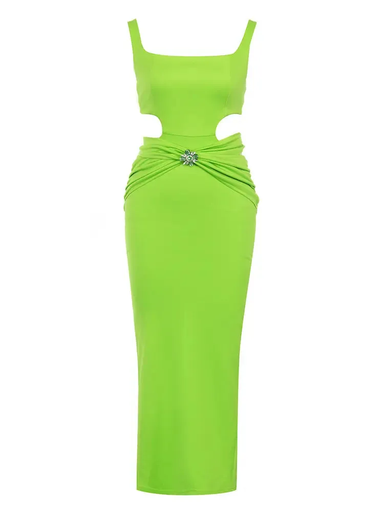 Elegant Ruched Hollow-Out Gown
