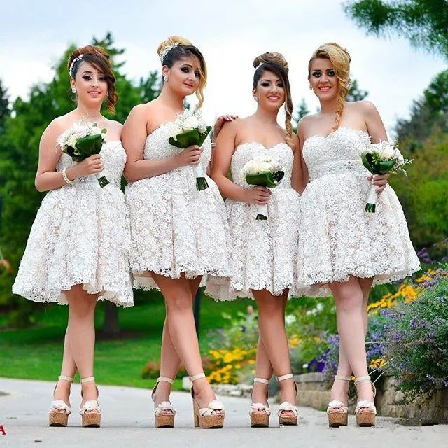 Elegant Sweetheart Lace Bridesmaid Dress Short Party Gowns