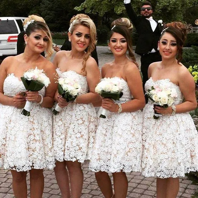 Elegant Sweetheart Lace Bridesmaid Dress Short Party Gowns