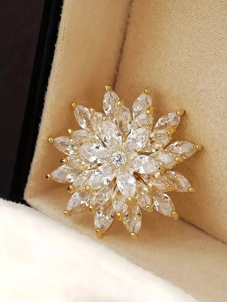 Elegant Three-Layer Flower Brooch
