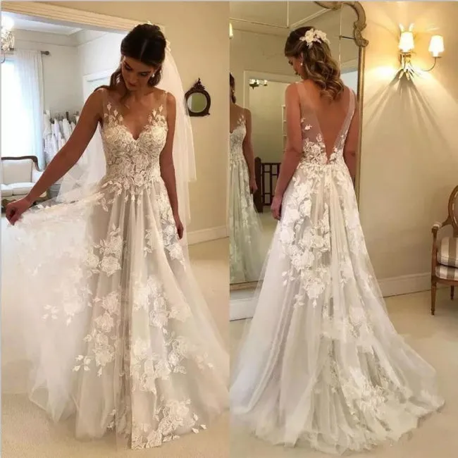 Elegant wedding dresses white lace wedding dresses